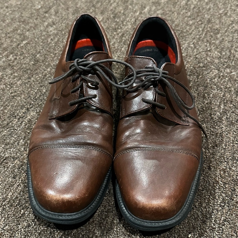 Rockport Mens Somerset Brown Oxford Dress Shoe Size 11.5 (Wide)business casual